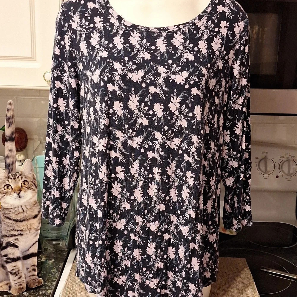 J womens JM Collection casual floral 3/4 sleeve stretch plus size top 1X